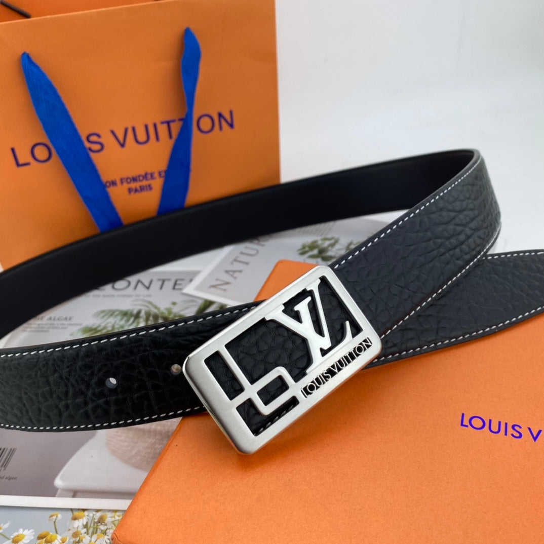 LV men's floral leather belt P140