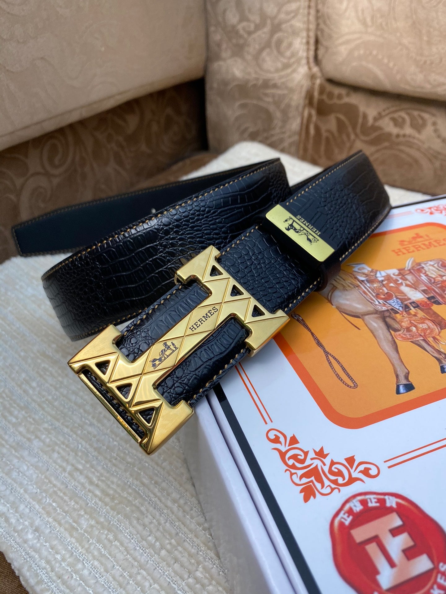 Hermes cowhide belt