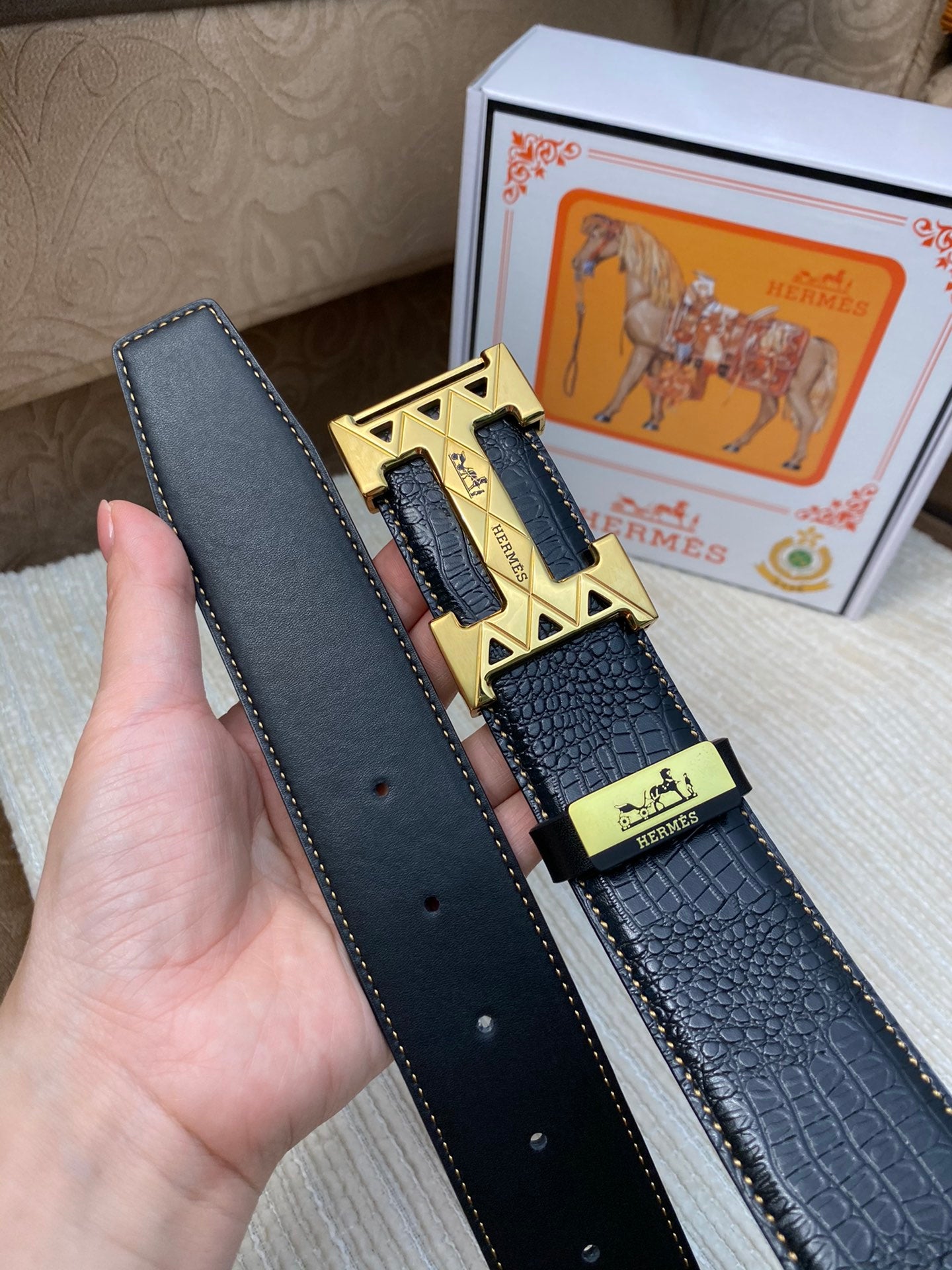 Hermes cowhide belt