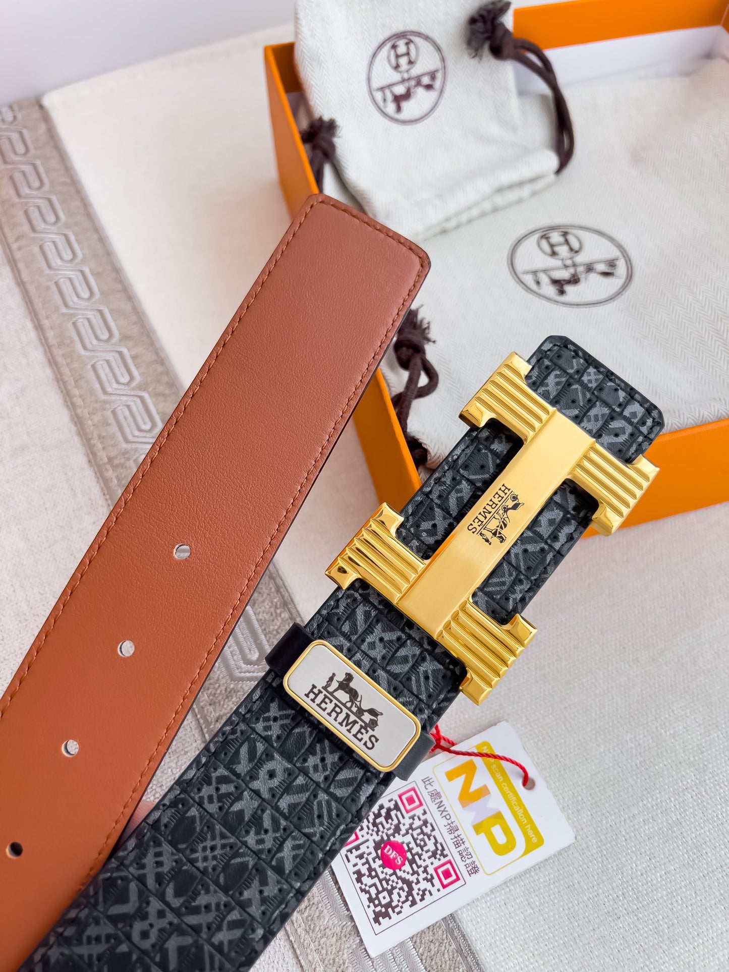 Hermes ✈️ Belt, belt, original sheet p160