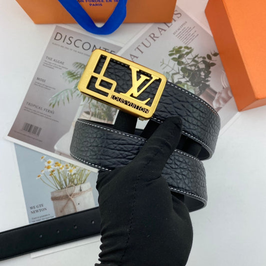 LV men's floral leather belt P140