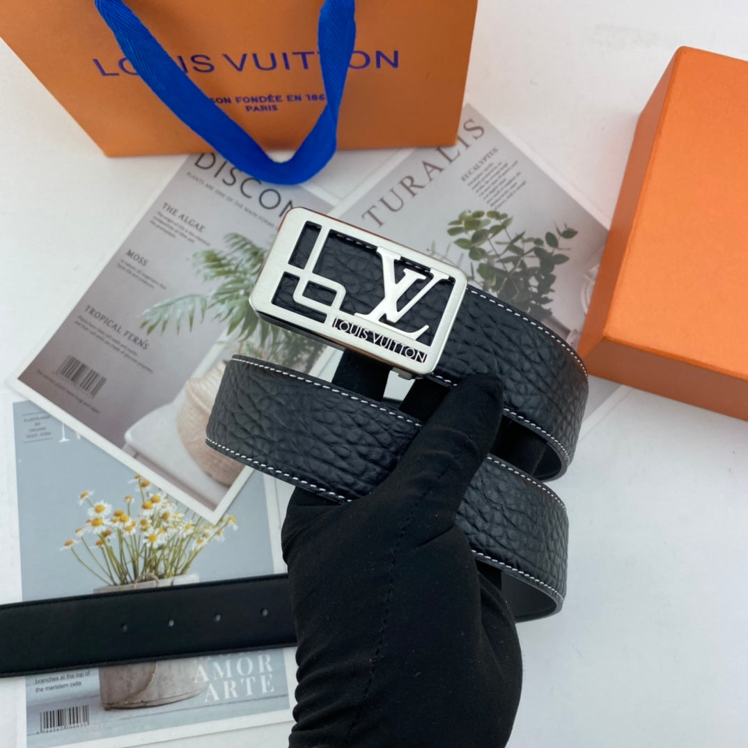 LV men's floral leather belt P140