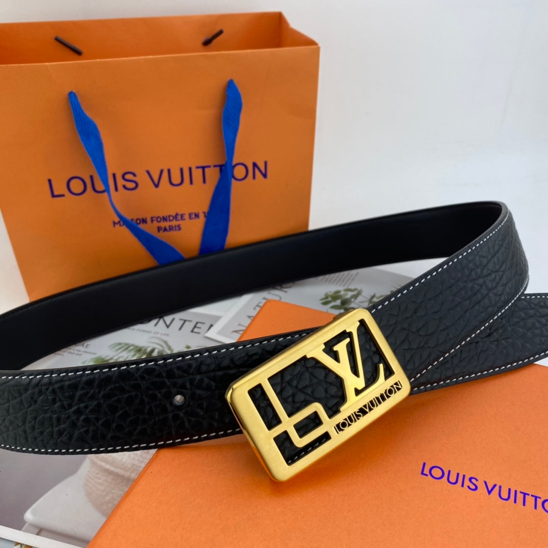 LV men's floral leather belt P140