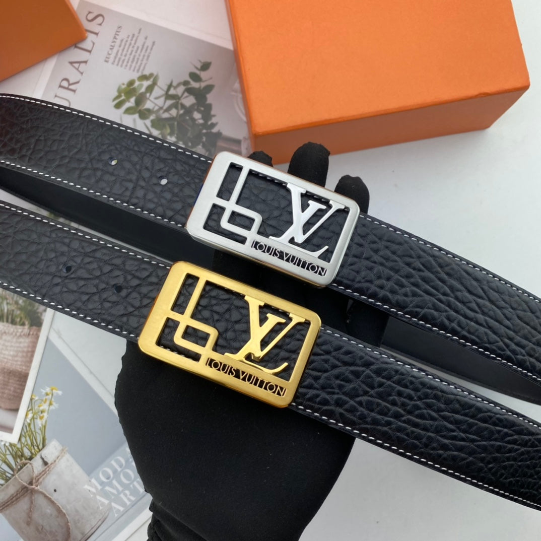 LV men's floral leather belt P140