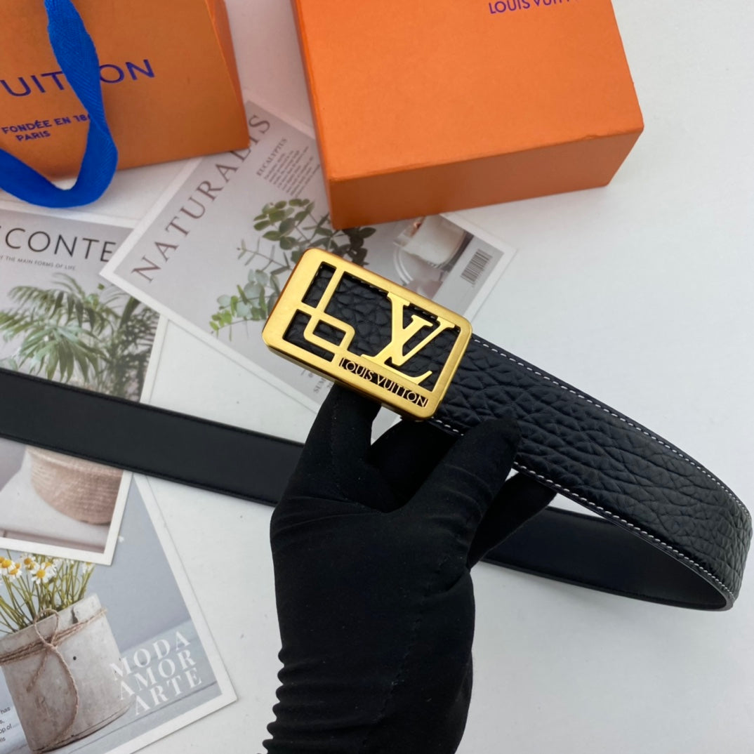 LV men's floral leather belt P140