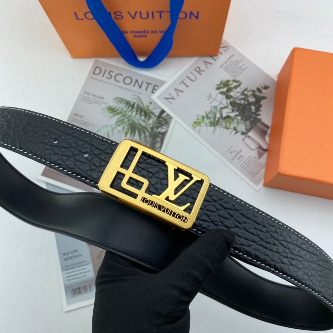 LV men's floral leather belt P140