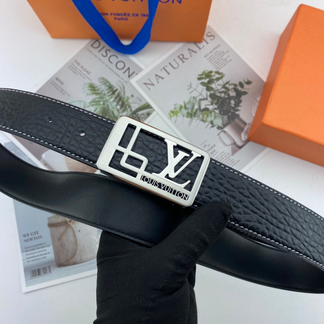 LV men's floral leather belt P140