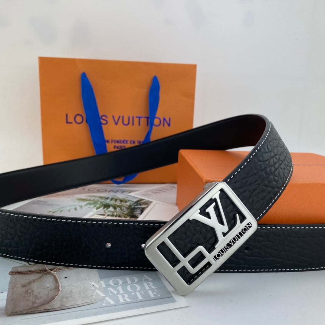 LV men's floral leather belt P140